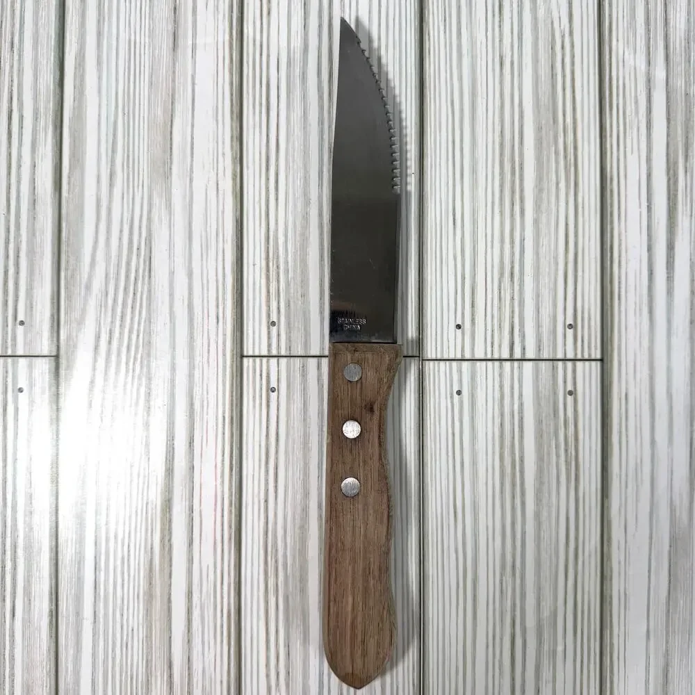 Semi-Serrated Steak Knife‎ With Wood Handle 10